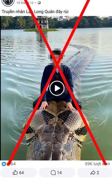 Hình ảnh lan truyền trên mạng xã hội là sản phẩm do AI tạo ra nhằm mục đích 'câu like, câu view'. Ảnh: Công an TP Hà Nội