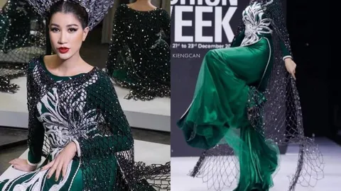 Trang Trần xử lý sự cố khi catwalk thế nào mà fan mỉa mai 'như gà mắc tóc'