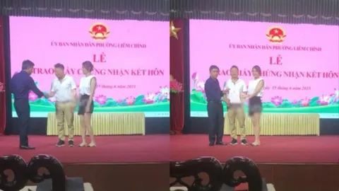 Shark Bình và Phương Oanh đăng ký kết hôn: Chính quyền nói gì về tấm bảng 'hồng hồng, tuyết tuyết'