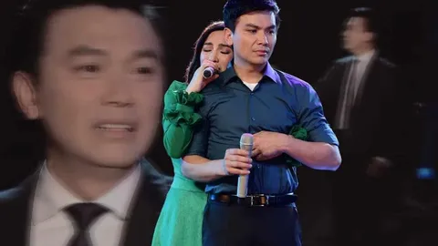 Mạnh Quỳnh thất thần, nghẹn ngào khi nghe giọng Phi Nhung trên sân khấu
