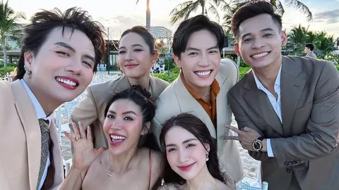 Loạt ảnh nét căng của Puka và Gin Tuấn Kiệt tại tiệc cưới ở bãi biển