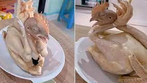Cô gái luộc gà cúng theo kiểu cánh phượng nhưng ai cũng thấy... lạ lắm