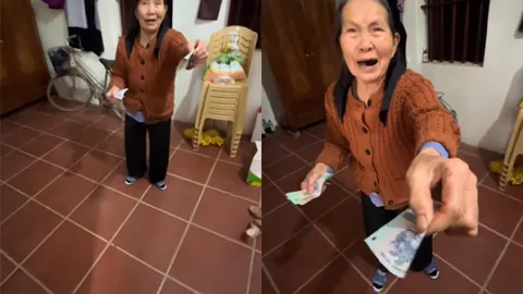 Cưng xỉu khoảnh khắc bà 'dấm dúi' cho cháu tiền lì xì, ai xem xong cũng thấy mình trong đó