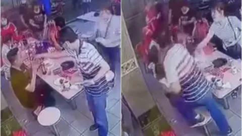 Chủ hàng ăn tung 'liên hoàn cước' vào mặt thực khách vì nghi bị nhìn đểu