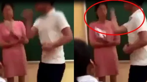 Dân mạng phẫn nộ clip nam sinh vung tay tát cô giáo ngay trong lớp học