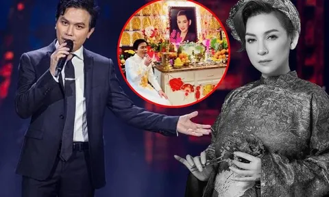 Clip: Mạnh Quỳnh gây xúc động ngày đầu năm khi diện áo dài ngồi hát bên cạnh di ảnh Phi Nhung
