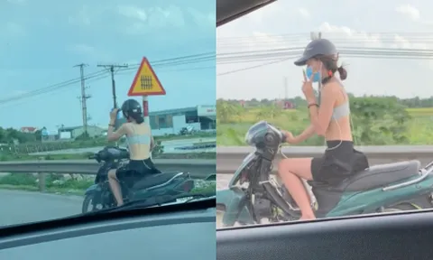 Gái xinh váy ngắn, áo mặc như không phi xe máy như bay trên đường, netizen ngán ngẩm: 'Rồi đẹp chỗ nào?'