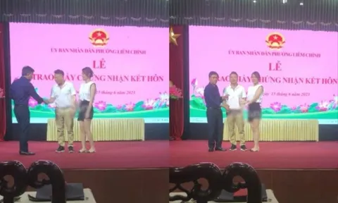 Shark Bình và Phương Oanh đăng ký kết hôn: Chính quyền nói gì về tấm bảng 'hồng hồng, tuyết tuyết'