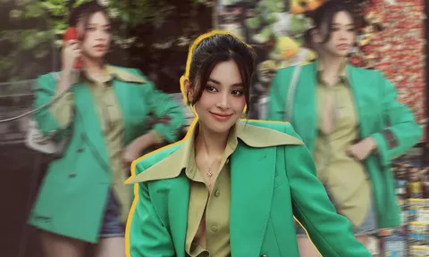 Hậu ồn ào diện đồ táo bạo, Hoa hậu Tiểu Vy tiếp tục khoe 'cặp tuyết lê' với sơ mi bung cúc tại trời Âu