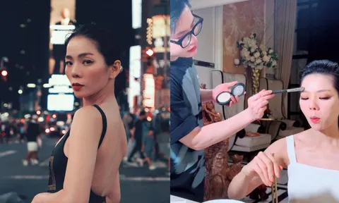 Khoe hậu trường vừa ăn cơm vừa make-up, Lệ Quyên khiến fan lo lắng