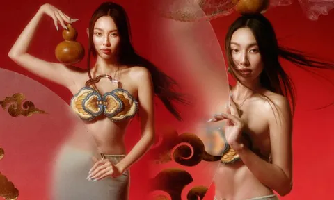 Hoa hậu Thùy Tiên hờ hững vai trần trong bộ ảnh đón Trung thu