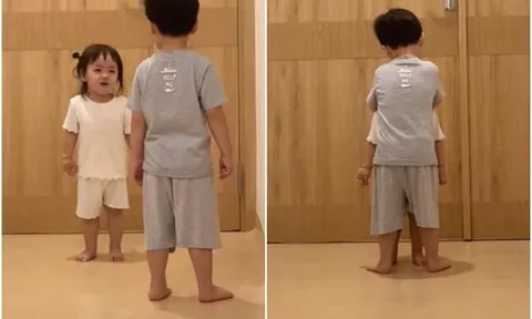 Cậu bé độ tuổi mầm non khiến dân mạng thích thú với màn dỗ dành em gái đầy tình cảm