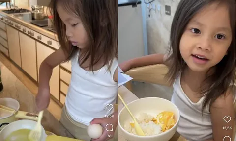 Con gái Hồ Ngọc Hà học nấu ăn, bộc lộ khả năng nữ công gia chánh từ tấm bé