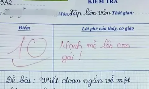 Bài văn 'mẹ đi lấy chồng' đạt điểm 10, cô giáo nghẹn ngào khi đọc nội dung
