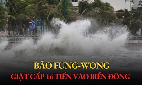 Bão Fung-Wong giật cấp 16 tiến vào Biển Đông, trở thành bão số 14 trong năm nay