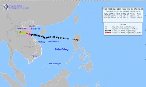 Bão số 5 suy yếu thành áp thấp nhiệt đới, Bắc Bộ và Bắc Trung Bộ mưa lớn dữ dội