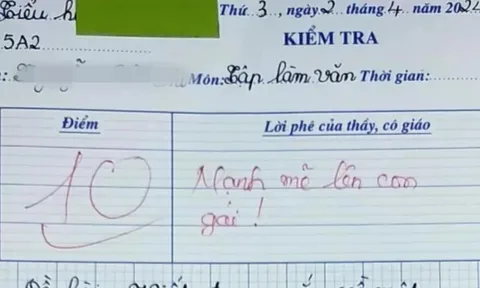 Bài văn 'mẹ đi lấy chồng' đạt điểm 10, cô giáo nghẹn ngào khi đọc nội dung