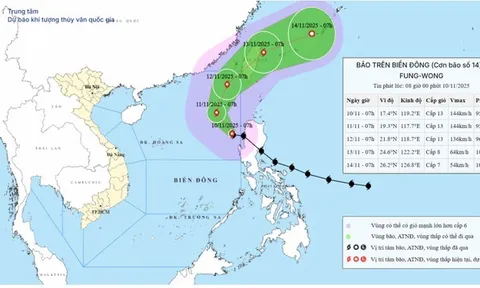 Bão Fung-Wong giật cấp 16 tiến vào Biển Đông, trở thành bão số 14 trong năm nay