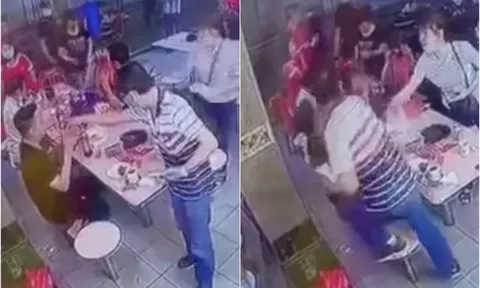Chủ hàng ăn tung 'liên hoàn cước' vào mặt thực khách vì nghi bị nhìn đểu