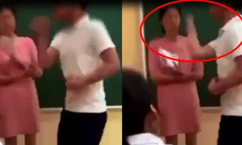 Dân mạng phẫn nộ clip nam sinh vung tay tát cô giáo ngay trong lớp học