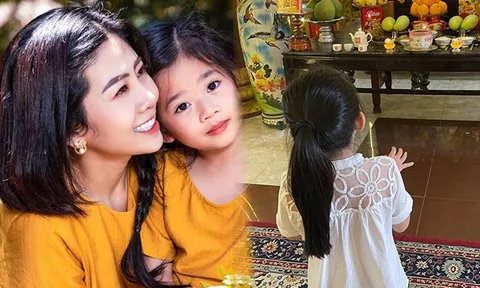 Con gái Mai Phương đi viếng mẹ, lời khấn nguyện khiến ai nghe cũng xúc động