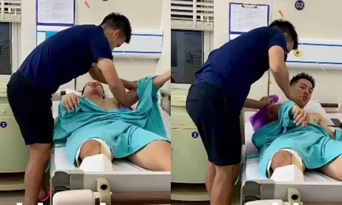 VIDEO: Xúc động khoảnh khắc Văn Quyết lau người cho Hùng Dũng