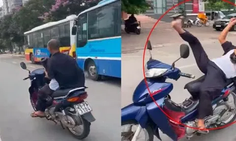 Kinh hãi clip 'quái xế' U50 mở loa nhạc xập xình, nằm trên yên buông hai tay chạy xe máy với tốc độ cao