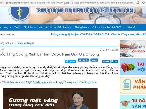 Loạt TPBVSK được trang web của Sở Y tế Lai Châu quảng cáo là thuốc