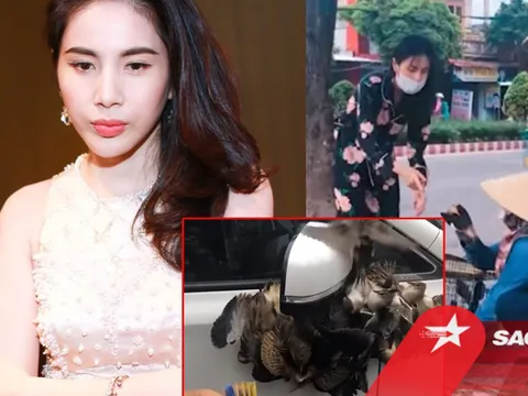 Thủy Tiên lại gây tranh cãi vì treo ngược đàn cò lửa để mang đi phóng sinh sau ồn ào khắc tên lên mai rùa