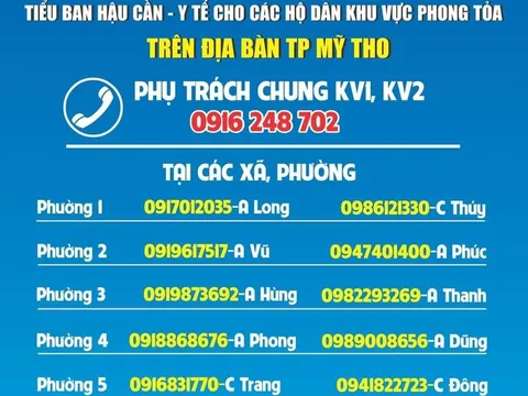 Mỹ Tho (Tiền Giang): Công bố công khai các số điện thoại hỗ trợ người dân