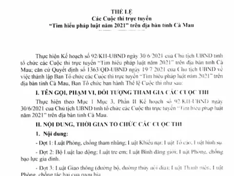 Cà Mau: Ngày 26/9/2021 là hết hạn cuộc thi 'Tìm hiểu pháp luật về Lao động và Trẻ em' năm 2021