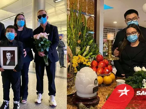 Hình ảnh con rể và cháu trai Phi Nhung đứng lặng người trước bàn thờ cố ca sĩ
