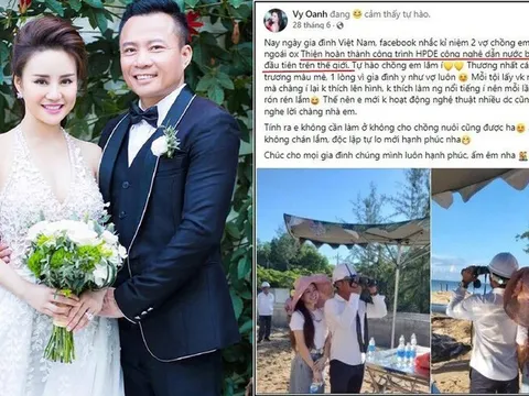 Vy Oanh nói gì khi bị netizen tố 'nhận vơ' thành tích của ông xã?