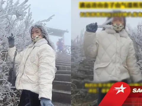 'Đu trend' đi ngắm tuyết, cô gái bị đóng băng cả tóc, nhìn thôi cũng thấy lạnh thấu xương