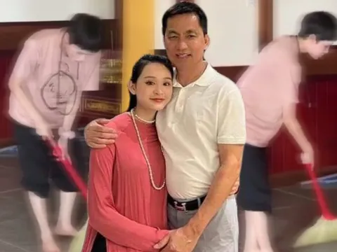 Giữa ồn ào 'nương tựa' đại gia U60, xuất hiện clip Hiền Hồ đeo xâu chuỗi, cầm chổi quét dọn trong chùa
