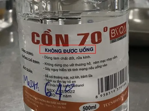 Bộ Y tế: Sản phẩm chứa Methanol không được sử dụng để sát khuẩn y tế