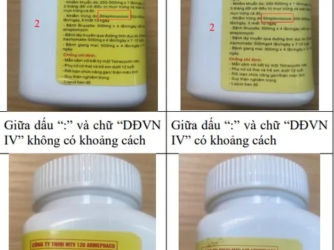 Cục Quản lý Dược cảnh báo về thuốc kháng sinh Tetracyclin 250mg giả