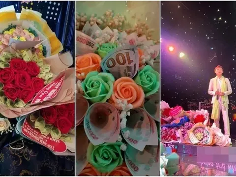 Hồ Văn Cường gây chú ý khi được khán giả tặng 'hoa tiền' xếp lớp khi đi diễn