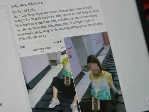 Nữ du khách tạo dáng 'lâm bồn' trên băng chuyền hành lý ở sân bay khẳng định bản thân 'không sai gì cả'