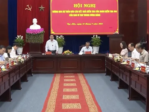 Đoàn kiểm tra của Ban Bí thư làm việc với Ban Thường vụ Tỉnh ủy Bạc Liêu