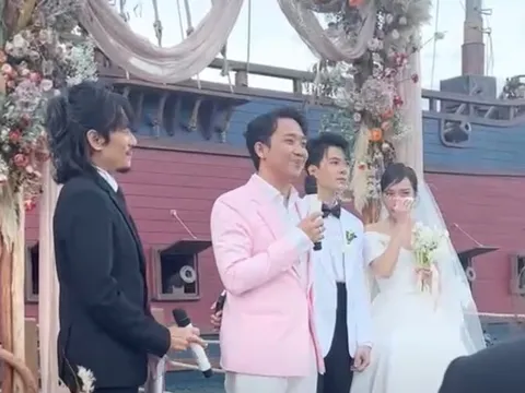 Kiều Minh Tuấn làm MC đám cưới Diệu Nhi - Anh Tú, xuất hiện với diện mạo khác lạ