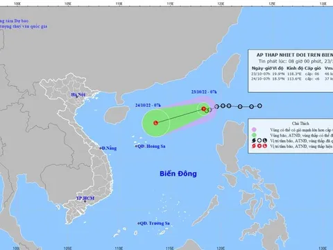 Đang xuất hiện áp thấp nhiệt đới trên biển đông