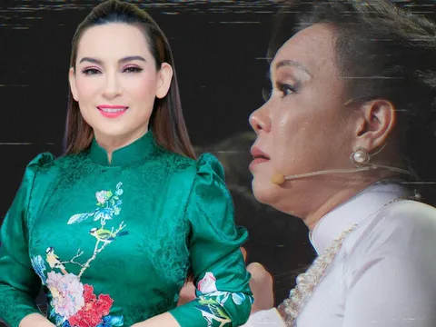 Việt Hương nghẹn ngào nước mắt khi nghe giọng hát Phi Nhung vang lên trên sân khấu
