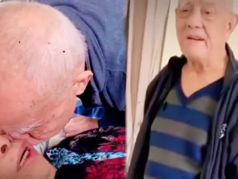 Xúc động hình ảnh cụ ông gọi vợ đang ốm, nằm mê man: 'Vợ ơi, chồng em này, dậy ăn sáng đi em'