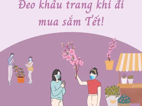 Bộ Y tế khuyến cáo người dân đeo khẩu trang khi đi mua sắm Tết