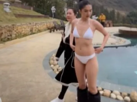 Ngọc Trinh diện bikini mỏng manh, tự hào khoe khả năng chịu lạnh 'thấu xương'