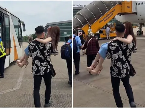 Gái xinh đi giày cao gót được chồng bế lên máy bay: Người khen hạnh phúc, người cười cợt vì lố lăng
