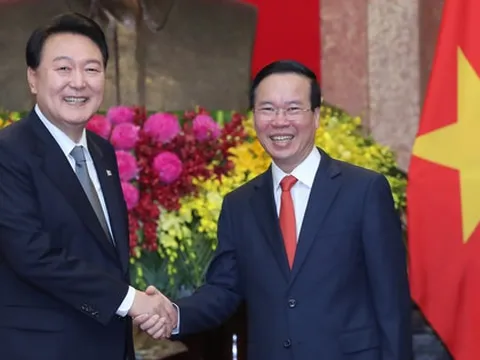 Chủ tịch nước Võ Văn Thưởng chủ trì lễ đón Tổng thống Hàn Quốc Yoon Suk Yeol