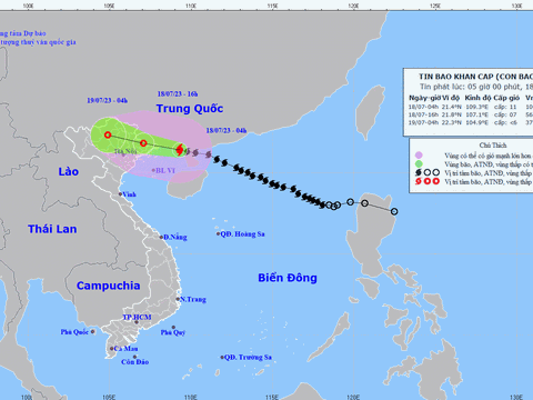 Bão số 1 giảm cấp, cách Móng Cái khoảng 140km