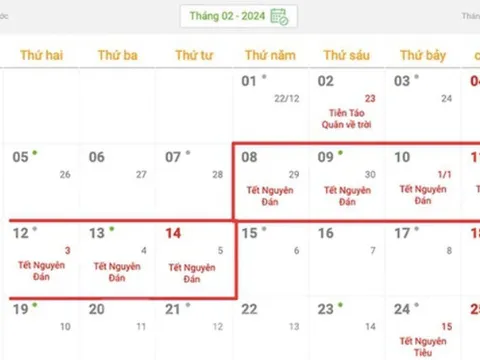 Tết Nguyên đán 2024 được nghỉ mấy ngày?
